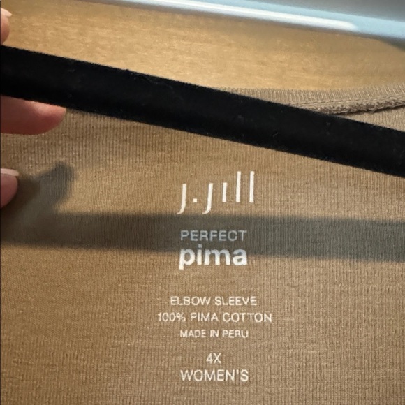 NWT J. Jill Perfect Pima v-neck elbow sleeve tee Shirt Top Womens 4X Shitake - Picture 5 of 8